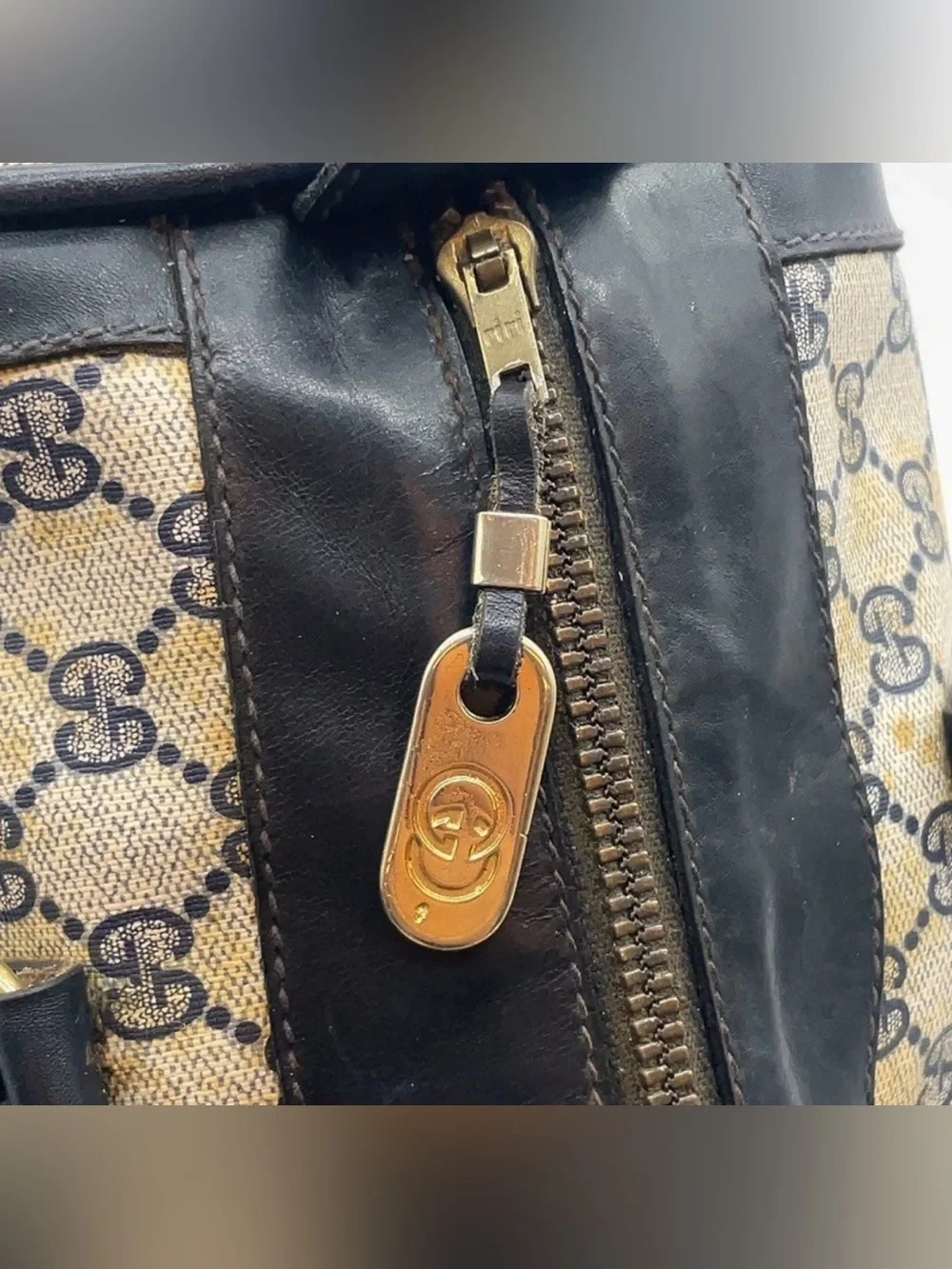 ✨Final Price✨Gucci GG Supreme Sherry Line Navy Mini Boston Bag~AS IS w/callouts - Picture 13 of 16